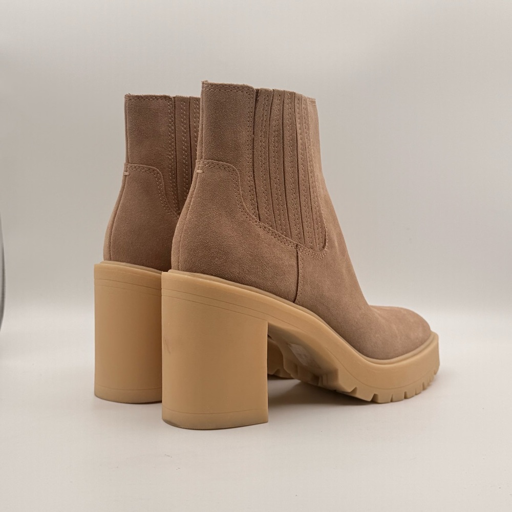Dolce Vita Tan Suede Platform Ankle Booties Chunky Heel Lug Sole Womens Size 8.5 - Picture 6 of 14